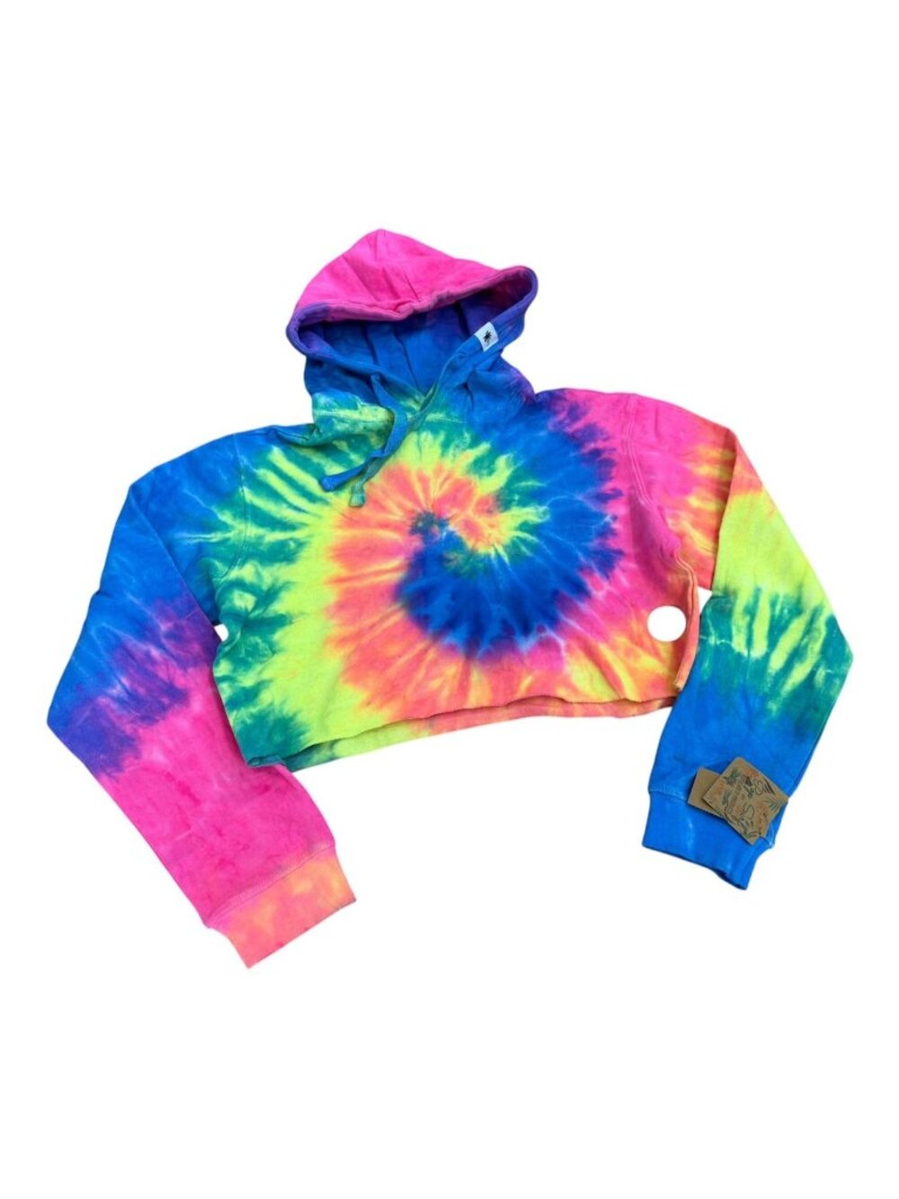 Pop Surf Tie Dye Cropped Hoodie Sweatshirt Small Born in Brooklyn Built Summer